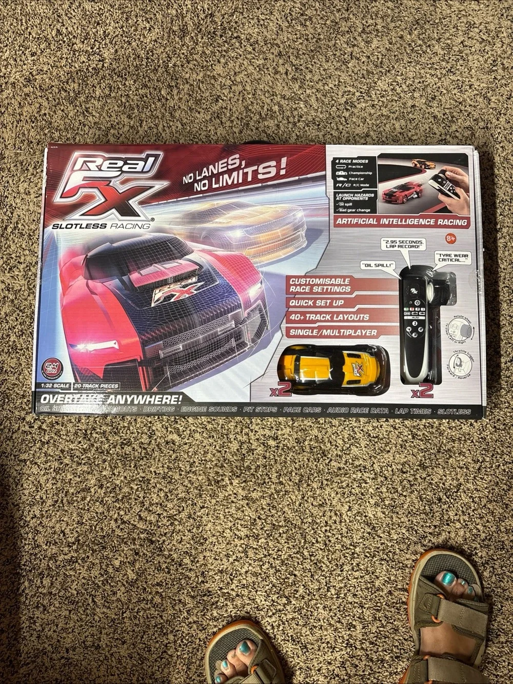 Real FX slotless racing Racetrack System Includes 2 Race Cars, Track